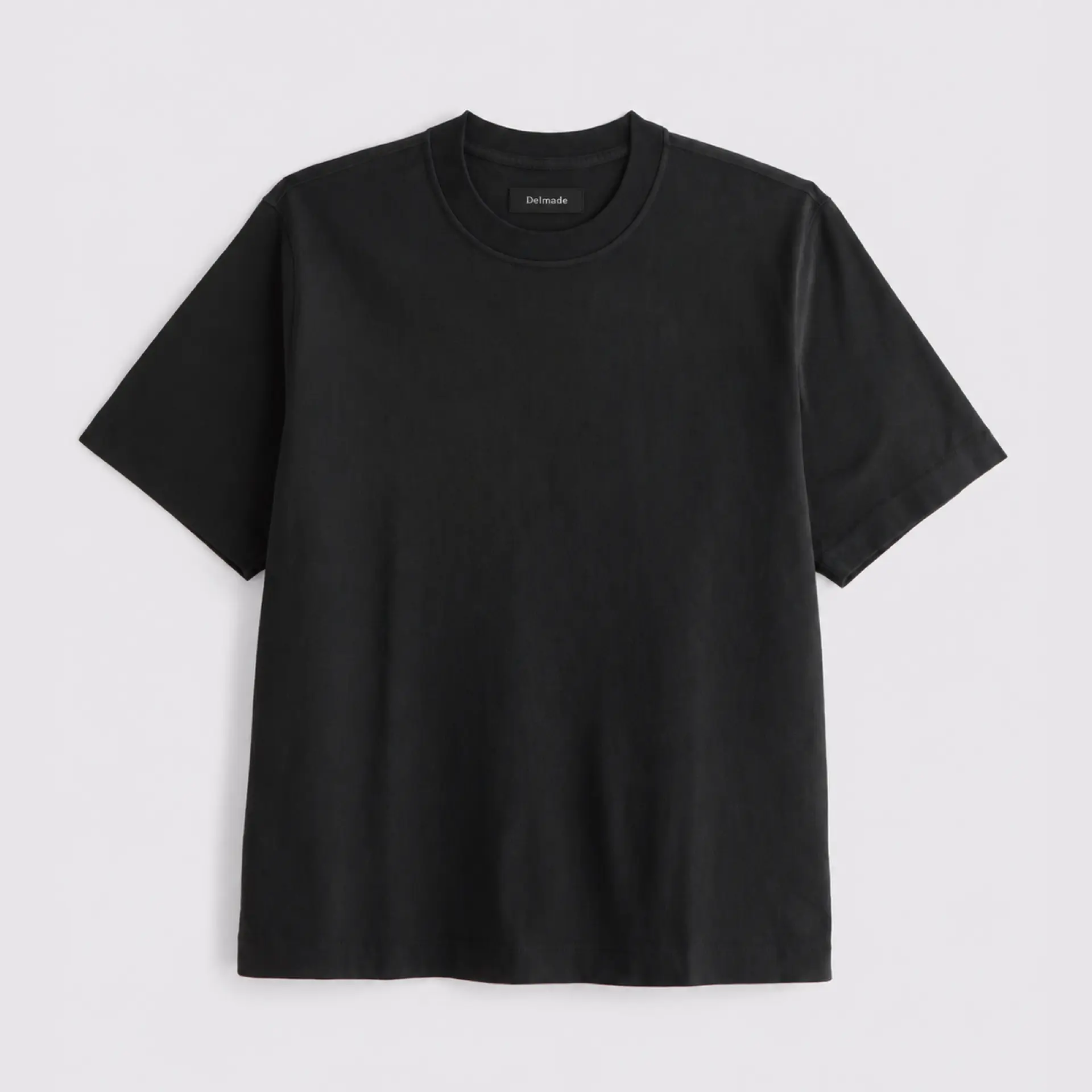 Delmade black heavyweight T-shirt flat lay